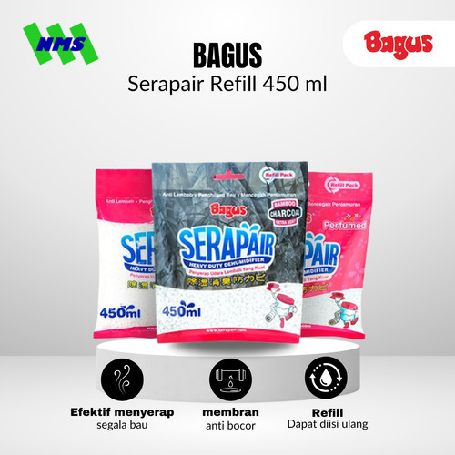 Bagus Serap Air Refill 450 ml Isi Ulang Charcoal Extra Fresh Non Perfumed Hitam Biru Putih 450ml