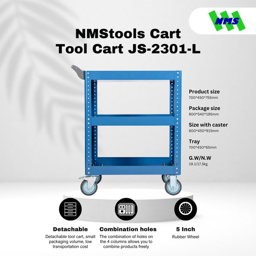 Troli Bengkel Besar Tool Cart NMStools CART JS-2301-L Blue - Box Kunci Dorong Susun Trolli Troly