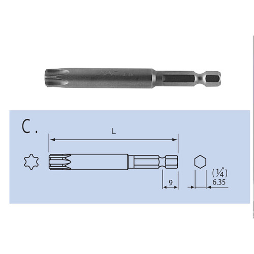 Mata Obeng Bintang NAC B3-T50x100 Torx Internal Driver Bit T50 x 100mm