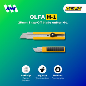 Pisau Cuter OLFA H-1 Snap-Off 25mm Blade Cutter Extra Heavy Duty Handle Karet Gergaji Kayu