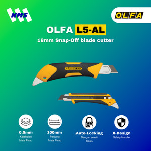 Pisau Cuter OLFA L5-AL Snap-Off  18mm Blade Cutter Heavy Duty Auto Lock Pemotong Kardus X Design