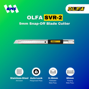 Pisau Cutter Auto Lock OLFA SVR-2 Stainless Snap-Off 9mm Blade Kater Kantor Pemotong Wallpaper Wall Paper