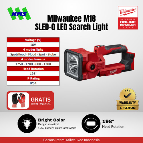 Lampu Senter Milwaukee M18 SLED-0 LED Search Light Super Terang