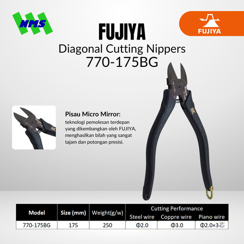 Tang Potong FUJIYA 770-175BG Diagonal Cutting Nippers Kurokin Japan