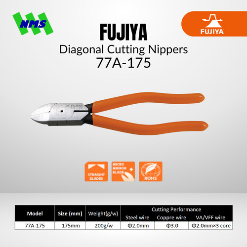 Tang Potong FUJIYA 77A-175 Diagonal Cutting Nippers Japan