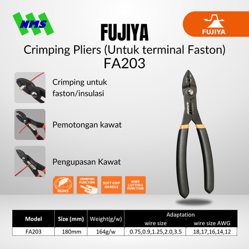 Tang Multifungsi FUJIYA FA203 Crimping Pliers for Faston Terminal Ori