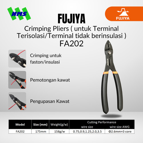 Tang FUJIYA FA202 Crimping Pliers Insulated and Non-Insulated Terminal