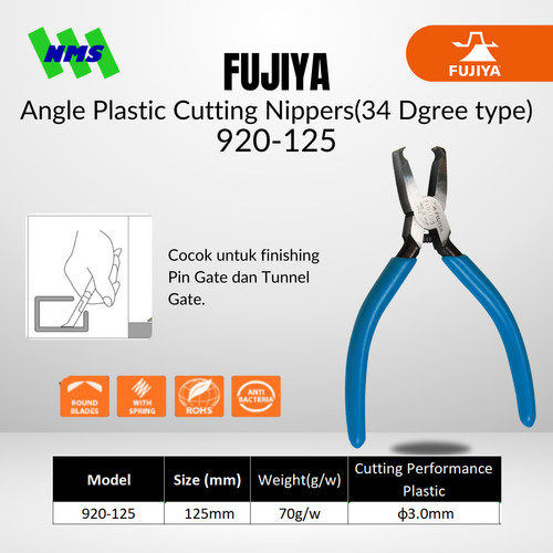 Tang Potong FUJIYA 920-125 Angle Plastic Cutting Nipper Japan 125mm 5"