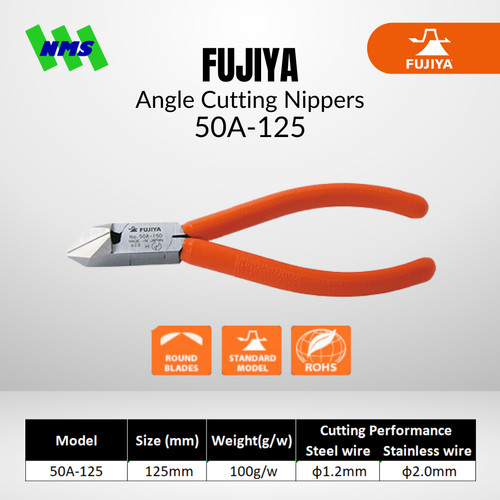 Tang Potong FUJIYA 50A-125 Angle Cutting Nippers Japan 125mm 5 Inci