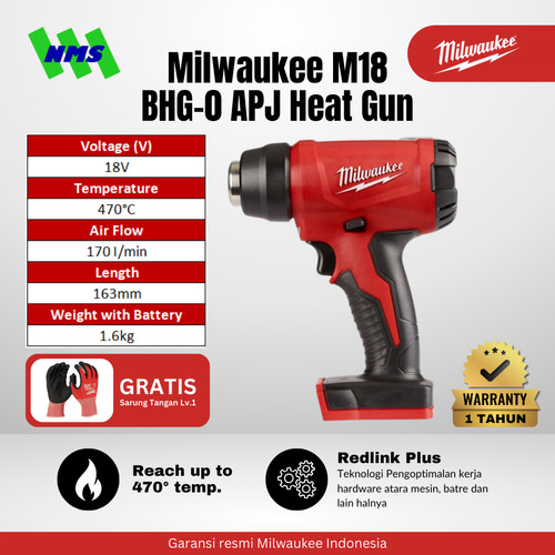 Mesin Blower Panas Milwaukee M18 BHG-0 Heat Hot Gun - Penghilang Stiker Pemanas Sarung Kabel Pipa Selang