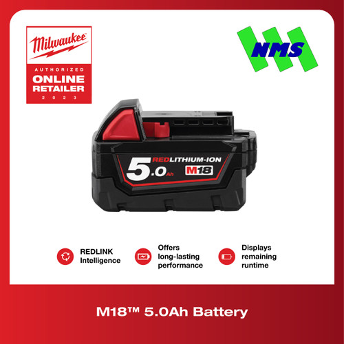 Baterai Milwaukee M18 B5 REDLITHIUM 5.0Ah Battery Pack for All M18