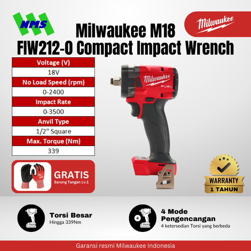 Milwaukee M18 FIW212-0 FUEL™ 1/2" Cordless Impact Wrench Compact