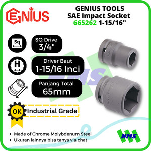 Mata Sok SAE Impact Sockets 3/4" 6pt. 1-15/16" inci 665262 GENIUS