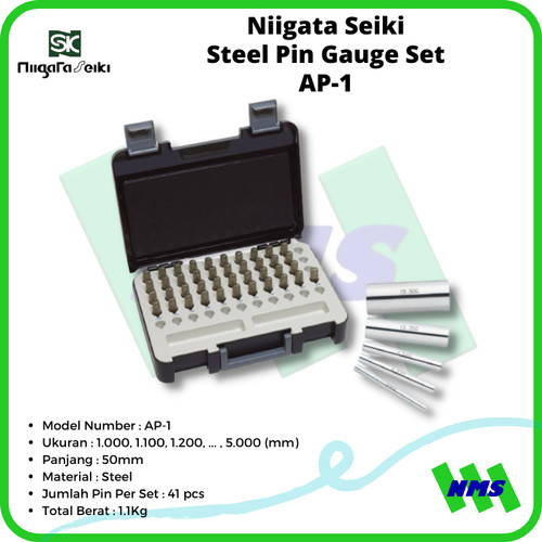 Alat QC Lubang Niigata Seiki AP-1 Steel Pin Gauge Set 1,000~5,000 mm