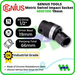 Mata Sok Metric Swivel Impact Sockets 1/2 Inch6pt 19mm 480019M GENIUS