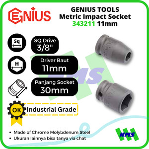 Mata Sok Metric Impact Sockets 3/8 Inch 6pt 11mm 343211 GENIUS