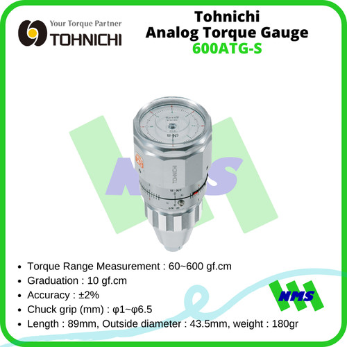 Tohnichi 600ATG-S Analog Torque Gauge 60 - 600 gf.cm