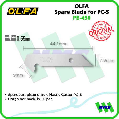 Reffil Pisau OLFA PB-450 Spare Blade untuk Plastic Cutter PC-S 5 Pcs