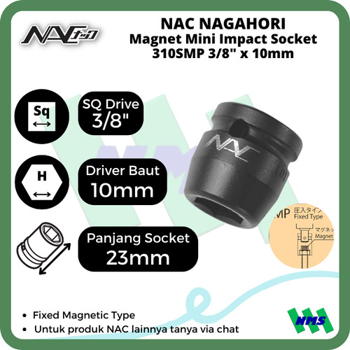 Impact Socket Mini Mata Sok Hitam 3/8 x 10mm Nagahori NAC 310SMP