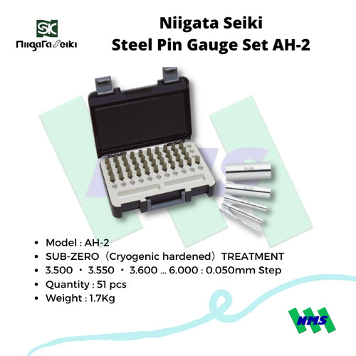 Steel Pin Gauge Set AH-2 Niigata Seiki AH Series