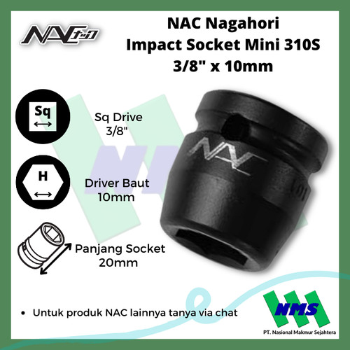 Impact Socket Mata Sok Hitam 3/8 x 10mm Nagahori NAC 310S