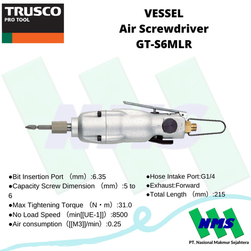 Pembuka Sekrup VESSEL GT-S6MLR Air Screwdriver 125-4391