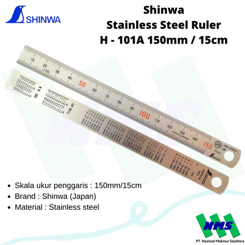 Penggaris SHINWA Stainless Steel 150mm 15cm JAPAN