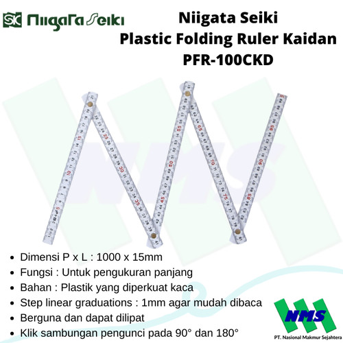 Penggaris Lipat Niigata Seiki Plastic Folding Ruler PFR-100CKD 1000mm