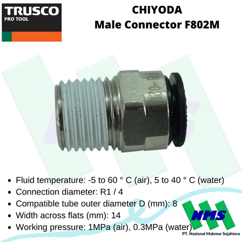 Sambungan Pipa Besi CHIYODA Male Connector F802M TRUSCO 158-4278