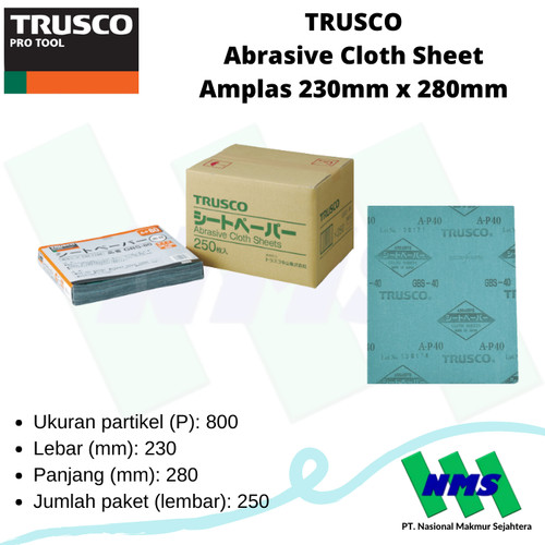 Amplas Abrasif TRUSCO Abrasive Cloth Sheet 230mmx280mm TRUSCO 132-1251