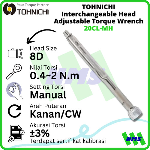 TOHNICHI 20CL-MH Interchangeable Head Torque Wrench 4-20Kgfcm