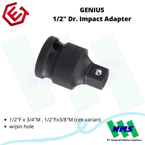 Konverter Soket Kunci Torsi GENIUS 1/2″ Dr. Impact Socket Adapter