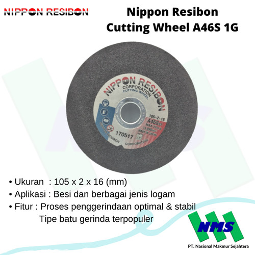 Gerinda Potong 4" inci 105x2x16mm Nippon Resibon Cutting Wheel A46S