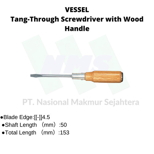 Trusco 124-7328 VESSEL Tang-Through Screwdriver with Wood Handle (-/+)