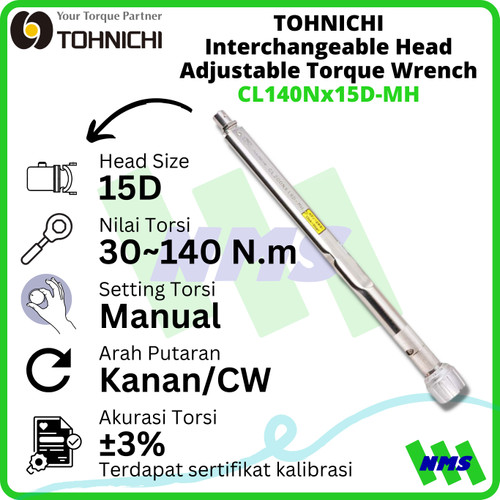 Kunci Torsi TOHNICHI CL140Nx8D-MH 30 - 140 Nm Interchangeable Wrench