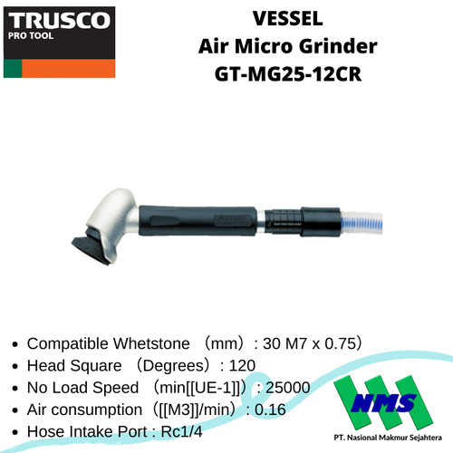 Trusco 124-7140 VESSEL Air Micro Grinder GT-MG25-12CR Gerinda Angin