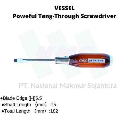 Trusco 124-6992 VESSEL Poweful Tang-Through Screwdriver Obeng (-/+)