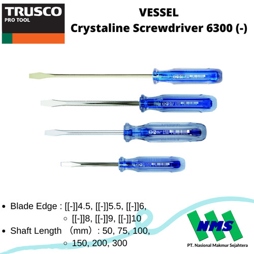 Trusco 124-6437 VESSEL Crystaline Screwdriver 6300 Obeng Minus (-)