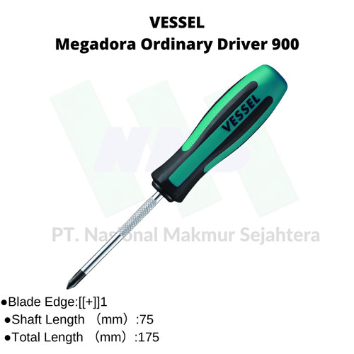 T124-2687 VESSEL Megadora Ordinary Phillips Screwdriver 900 Obeng Plus