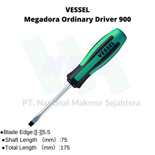 TRUSCO 124-2687 VESSEL Megadora Ordinary Screwdriver 900 Obeng Minus