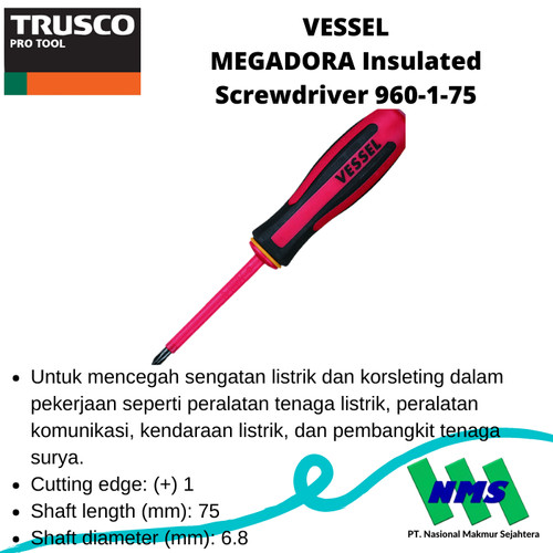 TRUSCO 102-5939 VESSEL MEGADORA Insulated Screwdriver 102-5939 Obeng