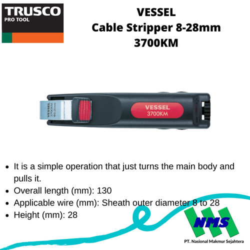 TRUSCO 101-0958 VESSEL Cable Stripper 8-28mm 3700KM