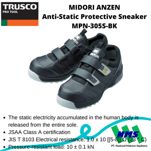 TRUSCO 405-8861 MIDORI ANZEN Anti-Static Protective Sneaker MPN-305SBK