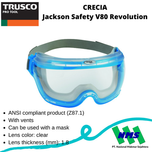 TRUSCO 469-5607 CRECIA Jackson Safety Googgles V80 Revolution Kacamata