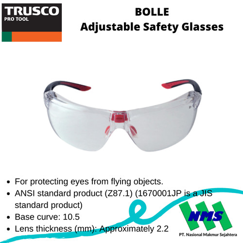 Kaca Mata Safety Glasses Adjustable TRUSCO 772-5035 BOLLE 1670001JP