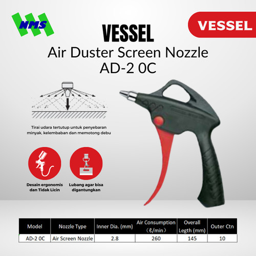 Tembakan Angin VESSEL AD-2 0C Air Duster Screen Nozzle Blow Gun Serpihan Anti Berantakan