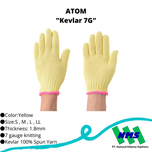 Sarung Tangan Atom Kevlar 7G Cut-resistant Gloves Level 4/C