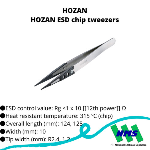 HOZAN P-640-S ESD Chip Tweezers 818-3670 P-643-S