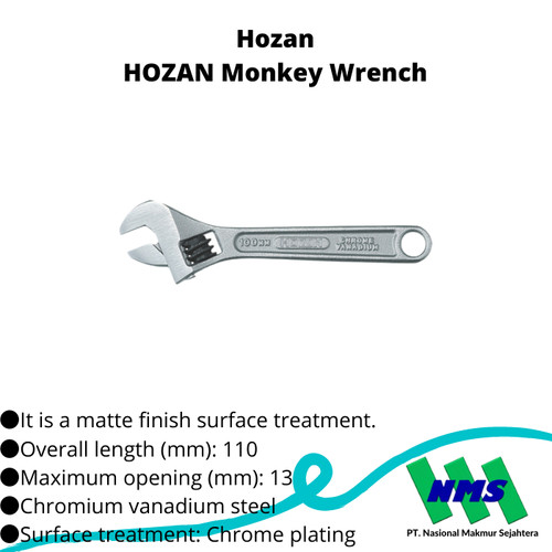 TRUSCO 393-5566 HOZAN Monkey Wrench W-230-100