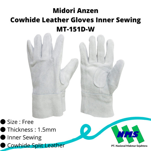 TRUSCO 819-2543 Cowhide Leather Gloves Inner Sewing MT-151D-W